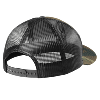 New Era Snapback Low Profile Trucker Cap, Camo / Black, Back view