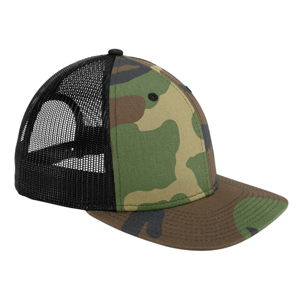 New Era Snapback Low Profile Trucker Cap, Camo / Black, Right Side view