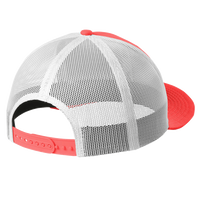 New Era Snapback Low Profile Trucker Cap, Coral / White, Back view