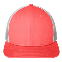 New Era Snapback Low Profile Trucker Cap, Coral / White, Front view