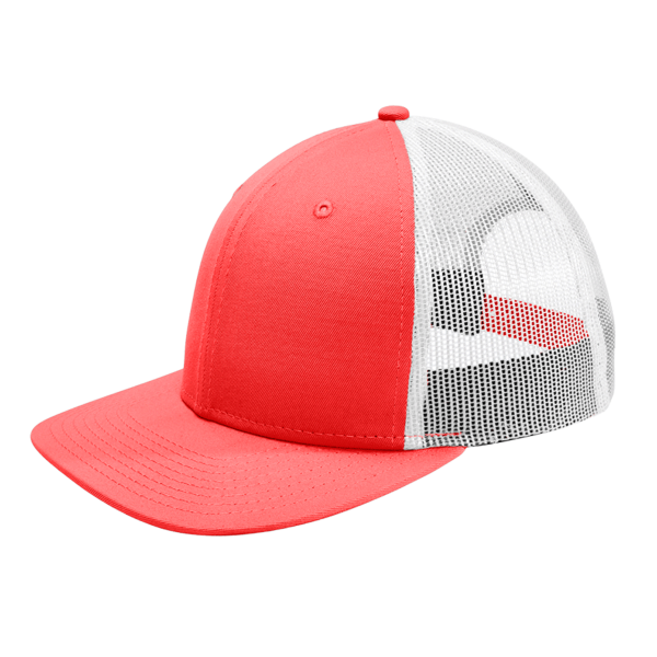 New Era Snapback Low Profile Trucker Cap, Coral / White, Left Side view