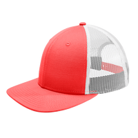 New Era Snapback Low Profile Trucker Cap, Coral / White, Left Side view