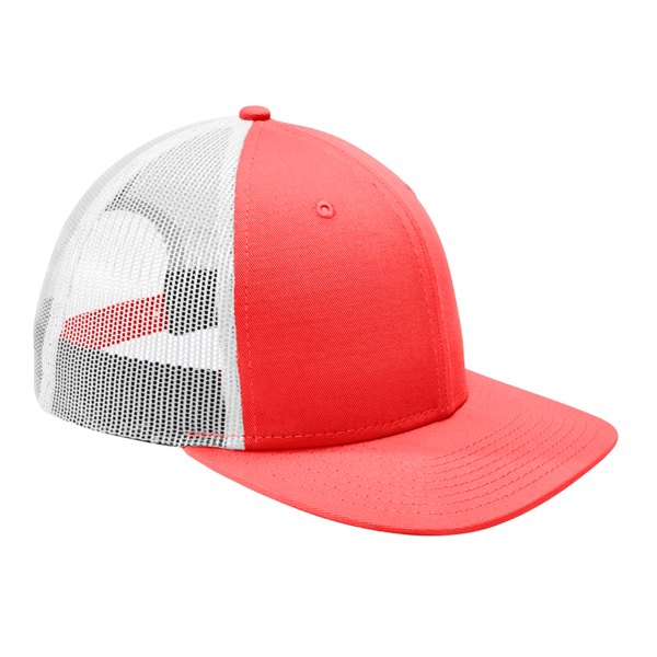 New Era Snapback Low Profile Trucker Cap, Coral / White, Right Side view