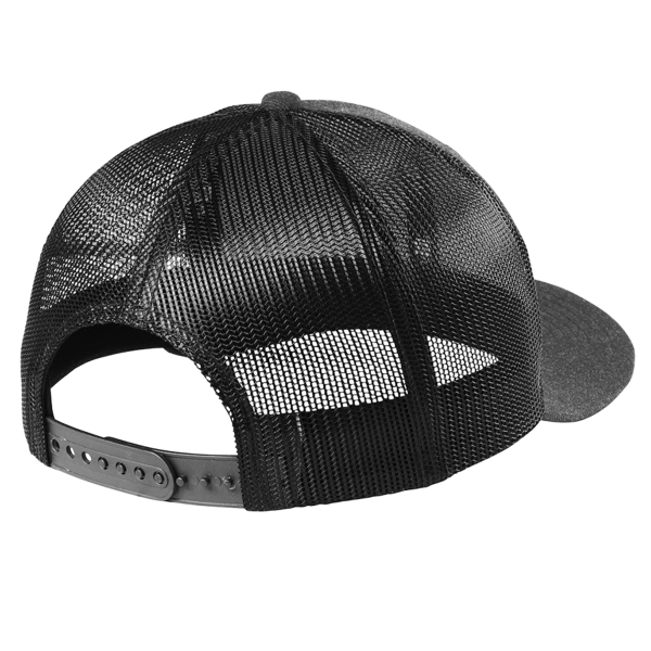 New Era Snapback Low Profile Trucker Cap, Heather Graphite / Black, Back view