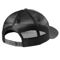 New Era Snapback Low Profile Trucker Cap, Heather Graphite / Black, Back view