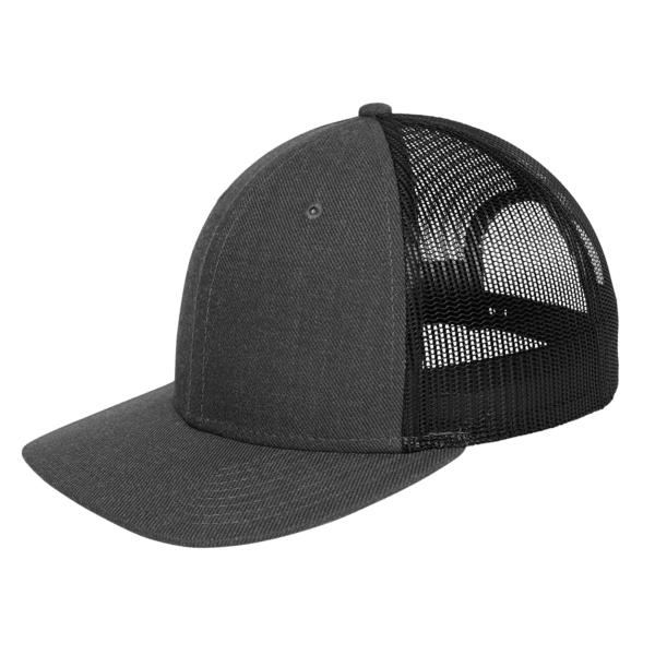 New Era Snapback Low Profile Trucker Cap, Heather Graphite / Black, Left Side view