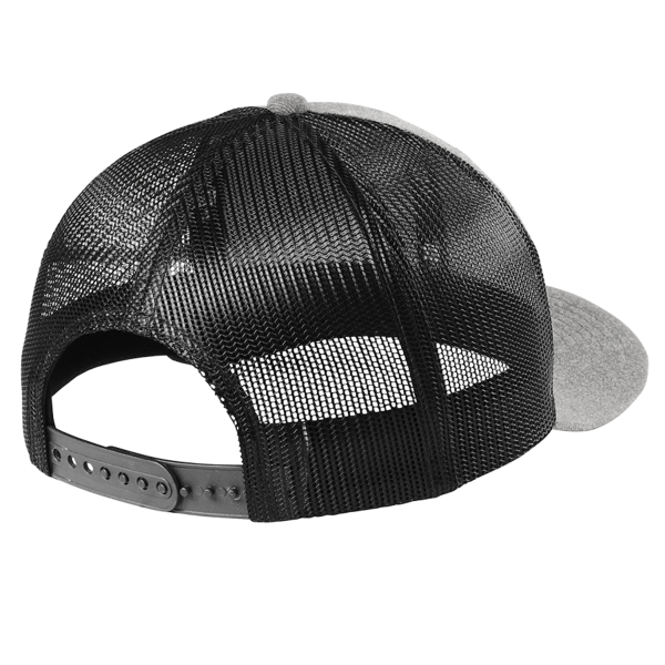 New Era Snapback Low Profile Trucker Cap, Heather Grey / Black, Back view
