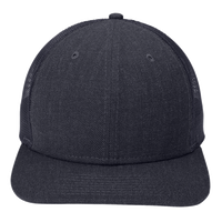 New Era Snapback Low Profile Trucker Cap, Heather Navy / Navy, Front view