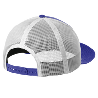 New Era Snapback Low Profile Trucker Cap, Heather Royal / White, Back view