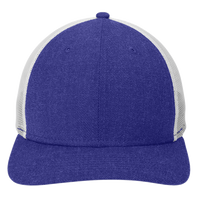 New Era Snapback Low Profile Trucker Cap, Heather Royal / White, Front view