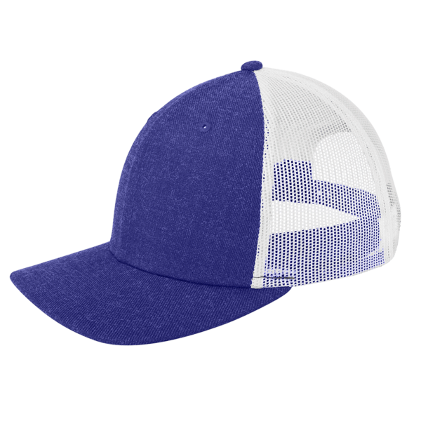 New Era Snapback Low Profile Trucker Cap, Heather Royal / White, Left Side view