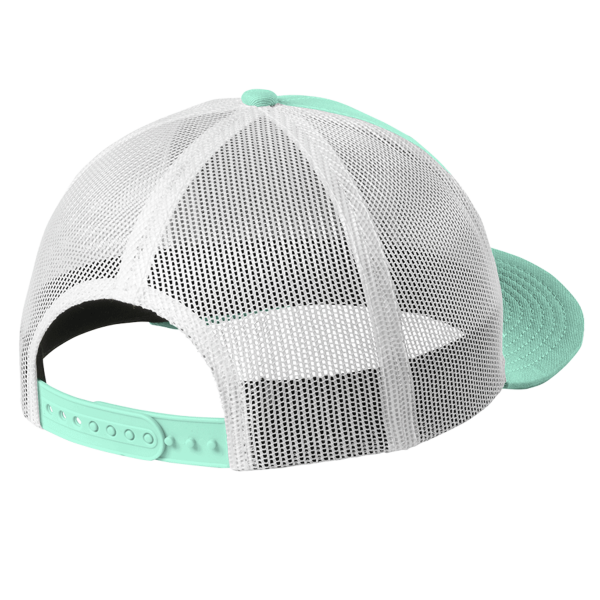 New Era Snapback Low Profile Trucker Cap, Mint / White, Back view