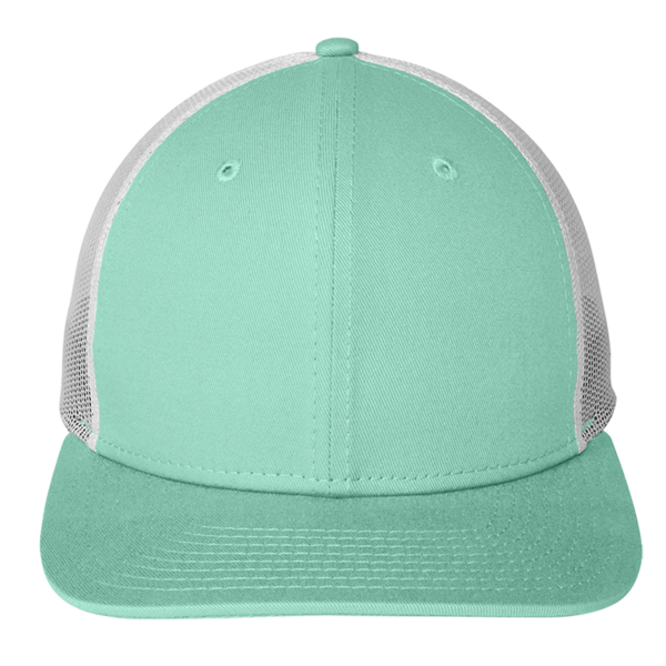 New Era Snapback Low Profile Trucker Cap, Mint / White, Front view