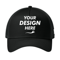 New Era Snapback Trucker Cap, Flag Black / Black, Front view, Mockup