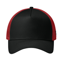 New Era Snapback Trucker Cap, Flag Black / Scarlet, Front view
