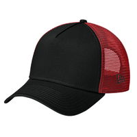 New Era Snapback Trucker Cap, Flag Black / Scarlet, Left Side view