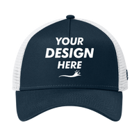 New Era Snapback Trucker Cap, Flag Deep Navy / White, Front view, Mockup