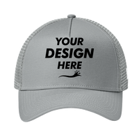 New Era Snapback Trucker Cap, Flag Grey / Grey, Front view, Mockup