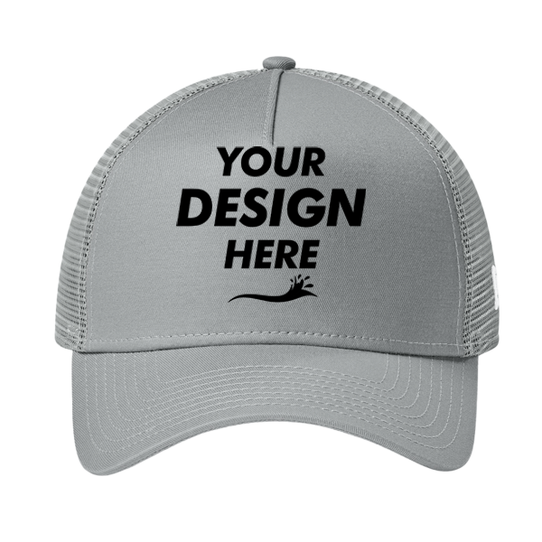 New Era Snapback Trucker Cap, Flag Grey / Grey, Front view, Mockup