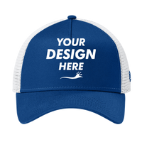 New Era Snapback Trucker Cap, Flag Royal / White, Front view, Mockup