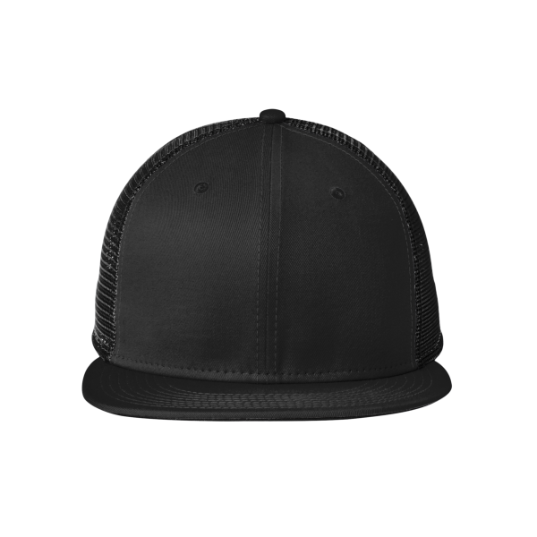 New Era Standard Fit Snapback Trucker Cap, Black / Black, Front view