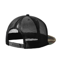 New Era Standard Fit Snapback Trucker Cap, Camo / Black, Back view