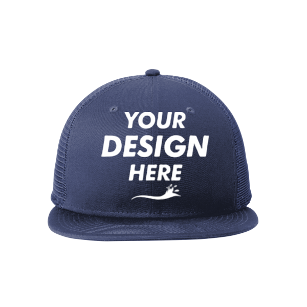 New Era Standard Fit Snapback Trucker Cap, Deep Navy / Deep Navy, Front view, Mockup