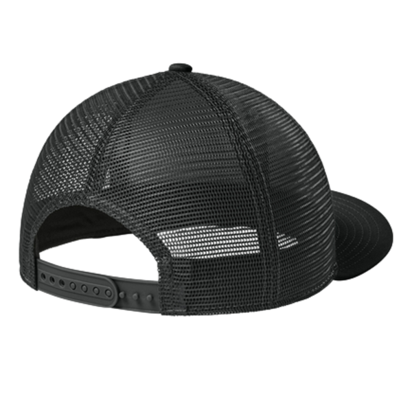 New Era Standard Fit Snapback Trucker Cap, Flag Black / Black, Back view