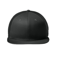 New Era Standard Fit Snapback Trucker Cap, Flag Black / Black, Front view