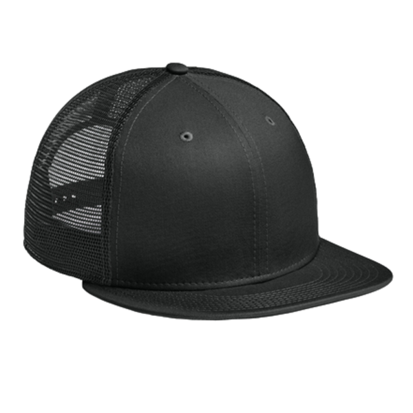 New Era Standard Fit Snapback Trucker Cap, Flag Black / Black, Right Side view