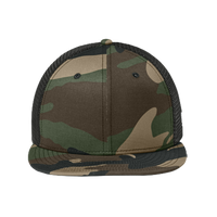 New Era Standard Fit Snapback Trucker Cap, Flag Camo / Black, Front view