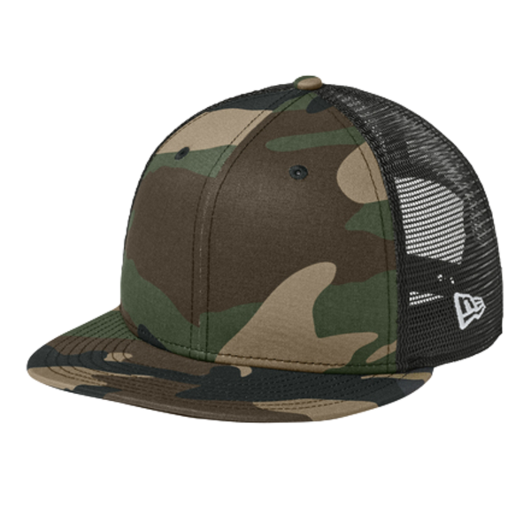 New Era Standard Fit Snapback Trucker Cap, Flag Camo / Black, Left Side view