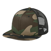 New Era Standard Fit Snapback Trucker Cap, Flag Camo / Black, Left Side view