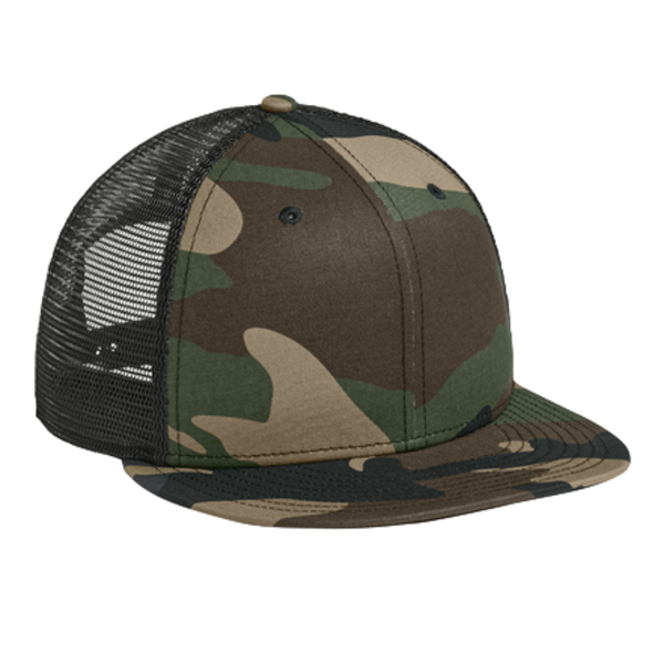 New Era Standard Fit Snapback Trucker Cap, Flag Camo / Black, Right Side view