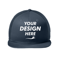 New Era Standard Fit Snapback Trucker Cap, Flag Deep Navy / Deep Navy, Front view, Mockup