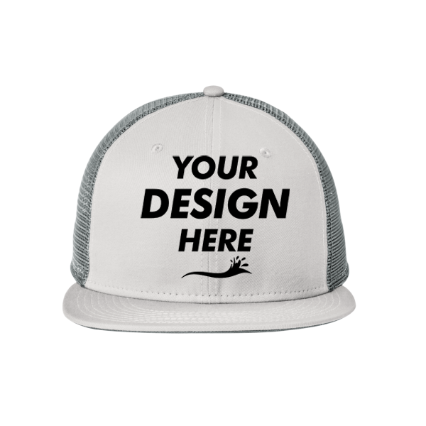 New Era Standard Fit Snapback Trucker Cap, Grey / Graphite, Front view, Mockup