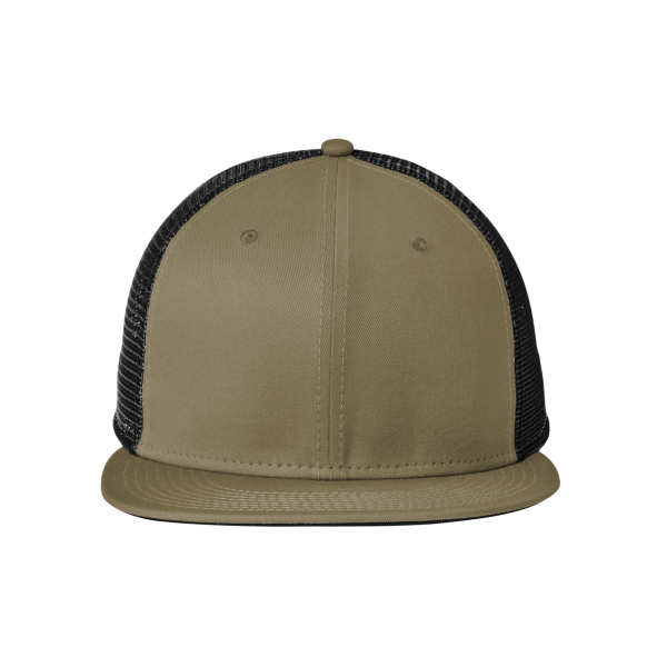 New Era Standard Fit Snapback Trucker Cap, Olive / Black, Front view