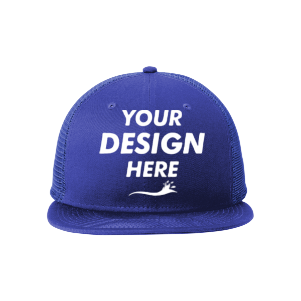New Era Standard Fit Snapback Trucker Cap, Royal / Royal, Front view, Mockup