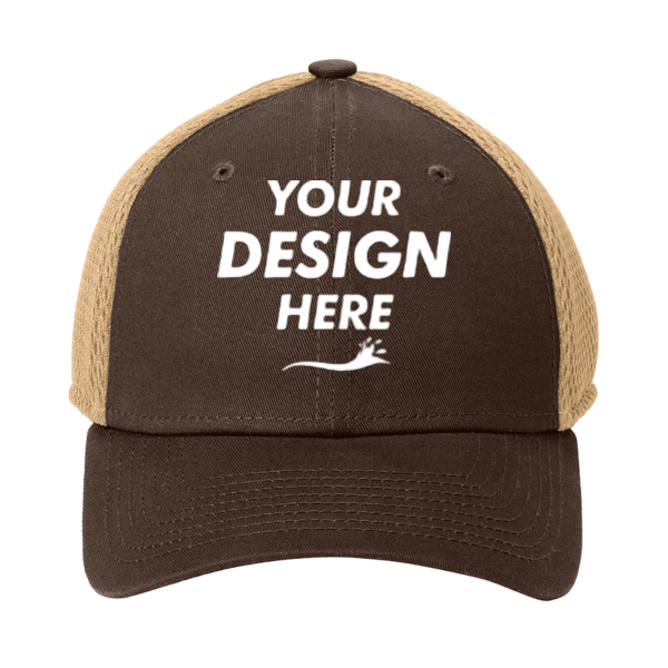 New Era Stretch Mesh Cap, Chocolate / Khaki, Front view, Mockup