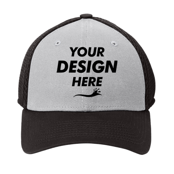 New Era Stretch Mesh Cap, Grey / Black, Front view, Mockup