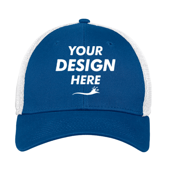 New Era Stretch Mesh Cap, Royal / White, Front view, Mockup