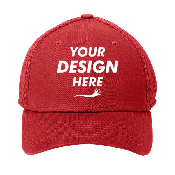 New Era Stretch Mesh Cap, Scarlet Red / Scarlet Red, Front view, Mockup