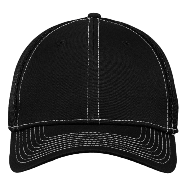 New Era Stretch Mesh Contrast Stitch Cap, Black / White / White, Front view