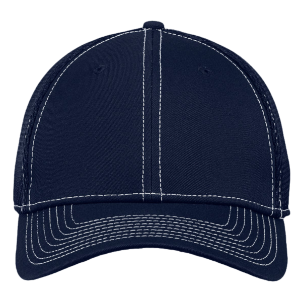 New Era Stretch Mesh Contrast Stitch Cap, Deep Navy / White / White, Front view