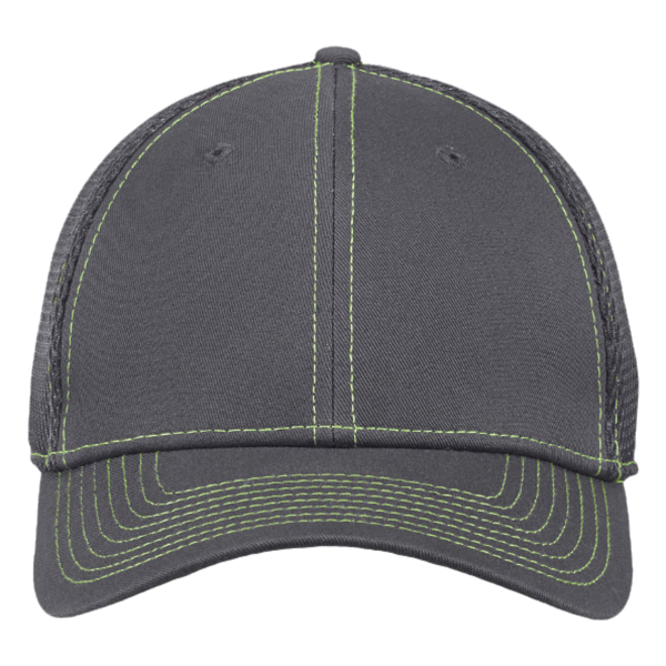New Era Stretch Mesh Contrast Stitch Cap, Graphite / Cyber Green / Cyber Green, Front view