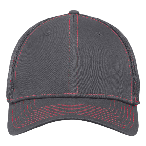New Era Stretch Mesh Contrast Stitch Cap, Graphite / Red / Red, Front view