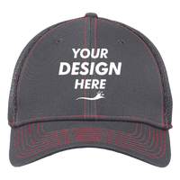 New Era Stretch Mesh Contrast Stitch Cap, Graphite / Red / Red, Front view, Mockup