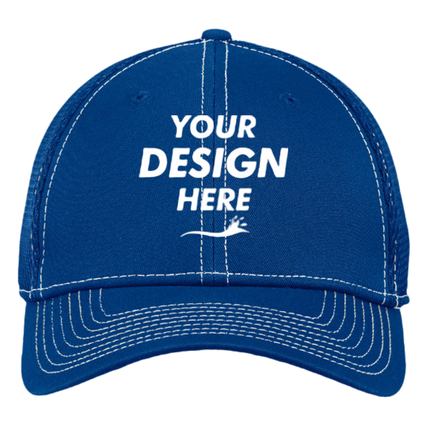 New Era Stretch Mesh Contrast Stitch Cap, Royal / White / White, Front view, Mockup