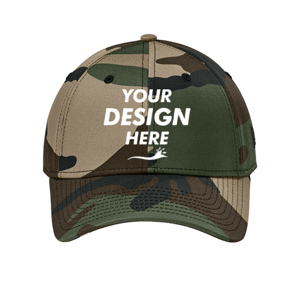 New Era Structured Stretch Cotton Cap, Flag Camo, Front view, Mockup