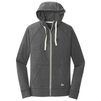 New Era Sueded Cotton Blend Full Zip Hoodie, Black Heather, Front view